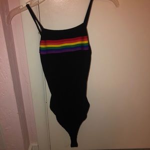 rainbow stripe tank bodysuit